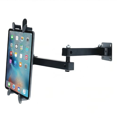 Suporte de Parede para Tablet, Braço Articulado de Alumínio com 2 Estágios, Dobrável e Rotação 360°, Ajustável Universal para iPad, Nintendo Switch e e-Readers