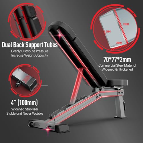 JOROTO MD80 Adjustable Weight Bench - 1000 Lbs Load Utility Workout Benches for Full Body Upright, Incline, Decline, and Flat Exercise Bench Press - Image 5