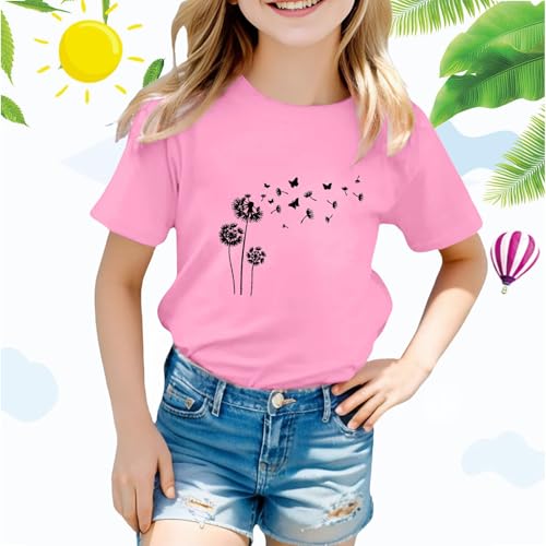 4‐12Y Kids Floral T-Shirt Boys Girls Summer Causal Blouses Dandelion Print Short Sleeve Crew Neck Tee Shirts3
