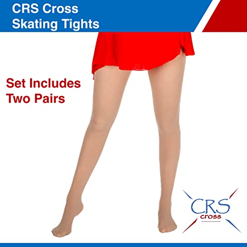 Crs Cross Skating Tights (2 Pair) Footed Figure Skate Tights 40 Denier Performance For Competition, Practice, Ice Skating And Dance-Women X-Large Light Tan #TOP5