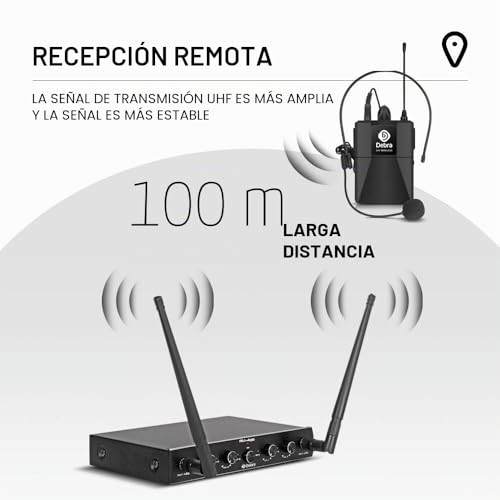 Miniatura 2 de Debra Audio Pro Uhf 4-Channel Wireless Microphone System With Lavalier Handheld Headworn Microphone, Ideal For Karaoke Parties Con 4 Bodypack B