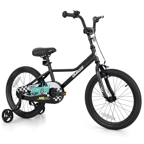Image of Olakids Kids Bike, 12 14 16 18 Inch Racing Car Themed Toddlers Bike with Training Wheels Adjustable Seat and Handlebar Coaster Brake and Handbrake, Children's Bicycle for Boys Girls