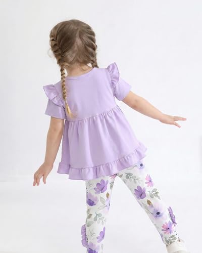 Image of Weebaby Baby Girl Clothes Infant Toddler Girl Clothing Ruffle Shirt High Low Top Floral Allover Pant Little Girls Clothes