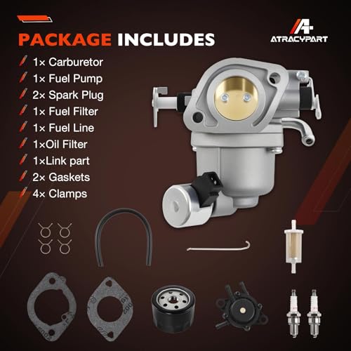 593197 Carburetor Compatible with Briggs & Stratton (B&S) 40U777 40U877 44U577 44U677 44U777 44U877 Engines, Replaces #596375 595321 596033 595216 597126 594207 597128, with Fuel Pump Spark Plug by ATRACYPART - Used condition - Image 7