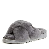 Fireside by Dearfoams Women's New Castle Crossband All Over Shearling Easy On/Off Slide Slipper