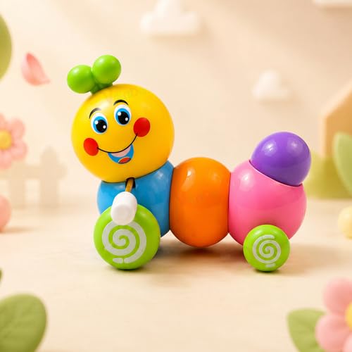 Image of Vikrida Wind-Up Caterpillar Toy Set for Kids | Colorful Push & Go Toy for Toddlers Boys & Girls (Assorted Color)