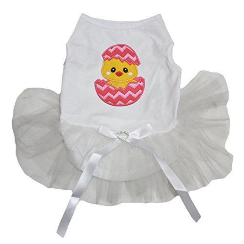 Robe de mariage pour chien style Pâques blanc d'œuf et tutu poussin - 2