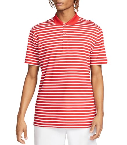 Nike Men's Dry Victory Stripe Polo Golf Shirt, Red/White Striped, S