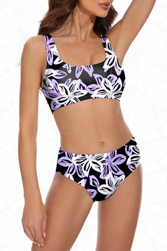 Image of Beautikini Period Swimwear Two Piece Menstrual Leakproof Sporty Bikini Sets Bathing Suit Period Swimsuit for Teen Girls
