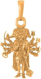 22 CT Gold Plated Silver (92.5% purity) God Panchmukhi Hanuman Pendant for Men-pm7214_gold-1, zzzz-s, GEMSTONE