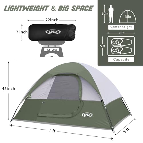Camping Tent 2 Person, Waterproof Windproof Tent with Rainfly Easy Set up-Portable Dome Tents for Camping… by unp - Image 2