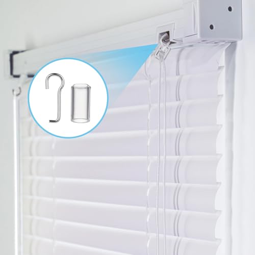 Blinds Replacement Parts 4 Set Mini Blinds Wand Replacement with Hook Horizontal Wand Wire and Sleeve Collar for Horizontal Blind Repair Parts with 1 Inch Square Headrails for Window Opener Accessory