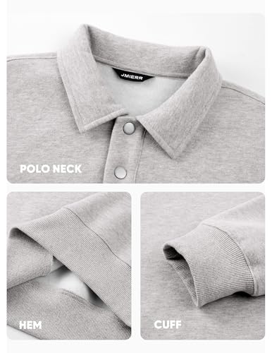 JMIERR Mens Casual Cotton Polo Sweatshirts Long Sleeve Button Collared Pullover Shirts4