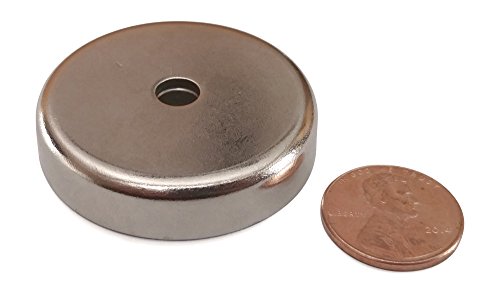 Neodymium Round Base Cup Magnet | 80 Lb Strong Rare Earth Magnets 1.65" With Heavy Duty Countersunk Hole | Refrigerator Magnets, Office, Classroom | 3 Pack #TOP3