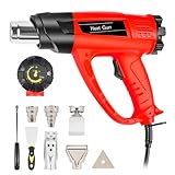 【1800W・140℉~1112℉】Heat Gun (60℃-600℃) Fast Heating Heavy Duty Hot Air Gun Kit Variable Temp Control Overheat Protection with 5 Nozzle for Crafts, Shrink Tubing, Stripping Paint, Resin, Soldering
