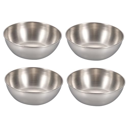 Gegaoicom Dipping Bowls Mini Sauce Cups Stainless Steel Ramekins 3OZ Condiment Bowls 4pcs (Silver)