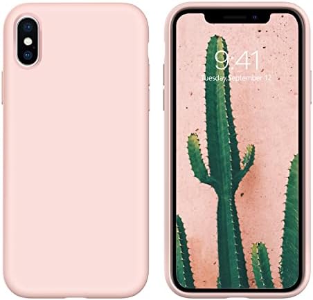 DOMAVER iPhone XS Max Case Slim Liquid Silicone Lightweight Smooth Soft Gel Rubber Microfiber Lining Cushion Texture Cover Shockproof Protective Phone Cases for iPhone XS Max 6.5 Inch, Brown/Khaki