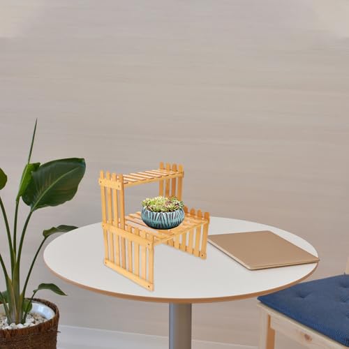 Support pot de fleurs bambou mini étagère compacte rangement bureau balcon