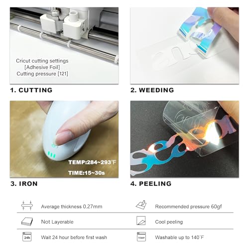 Efuncro Vinil holográfico de transferência de calor - 30,5 cm x 1,8 m HTV holográfica para camisas,