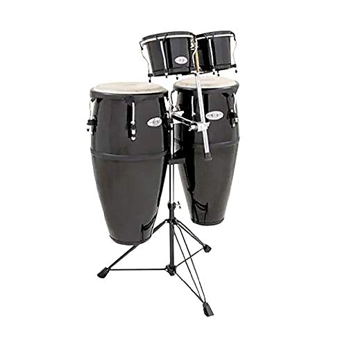 Toca 2300FBK-K Synergy Series Fiberglass Conga Set with Stand, Bongos & Bongo Mounting Bracket - Black