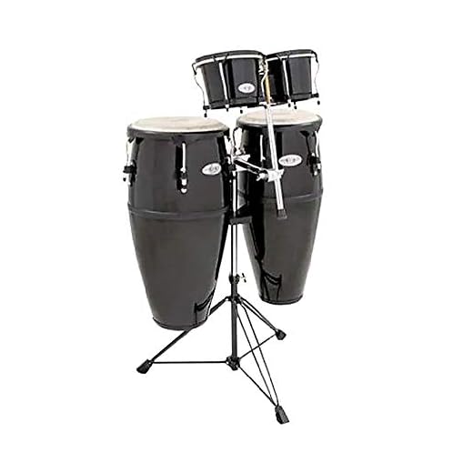 Toca 2300FBK-K Synergy Series Fiberglass Conga Set with Stand, Bongos & Bongo Mounting Bracket - Black