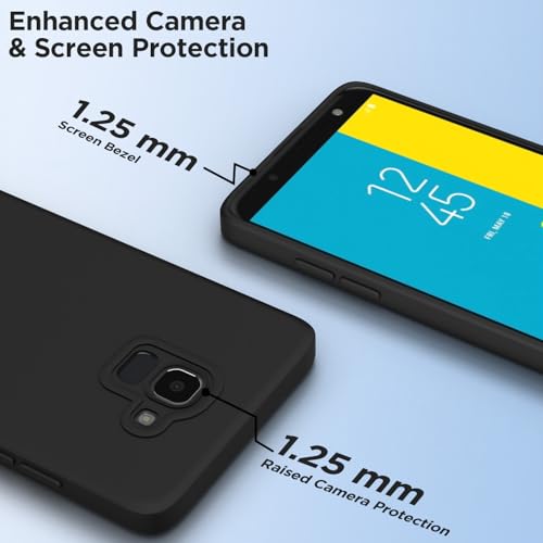 Image of Outlouders Back Cover for Samsung Galaxy J6 2018 | Camera Protection | Durable Soft Matte Silicone Bumper Case (Black)