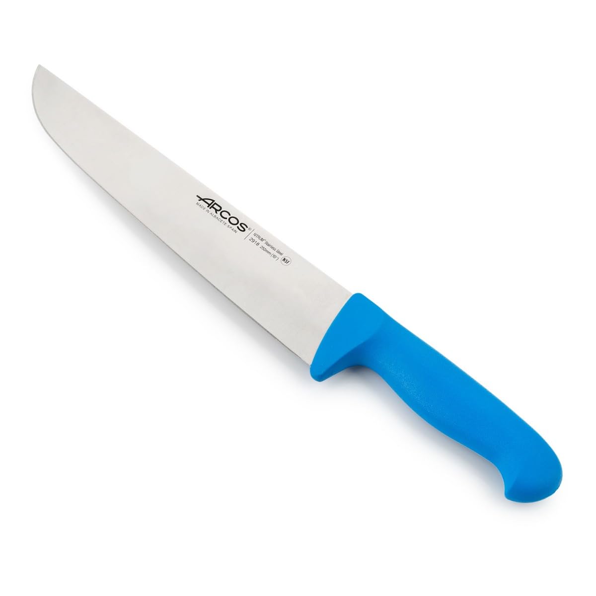 Arcos Coltello da Macellaio con Lama in Acciaio Inossidabile Nitrum 250 mm – Coltello da Cucina Professionale per Tagliare Carne, Pesce e Verdure – Manico Ergonomico in Poliossimetilene, Blu, 2900