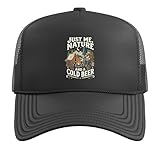 Beer Camping Outdoor Camp Fire Pit Alcohol Drinker Campfire Trucker Hat with Adjustable Mesh Back, Black
