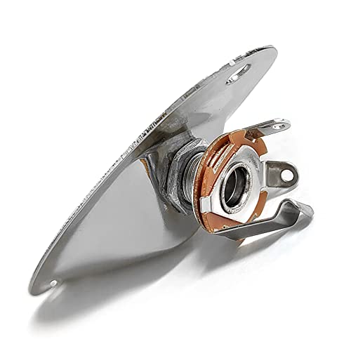 Saphue Guitar Input Jack Socket Plate Output Loaded Boat Style 1/4 Inch With Screws For Fender Stratocaster Strat St Mono Electric Guitar For Electric Guitar Replacement Parts（Chrome） #TOP3