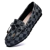 Picture of XRKJ Loafers for Women Comfortable Slip On Flats with Memory Foam Insole for Daily Wearing (Grid Black Gray 5.5)