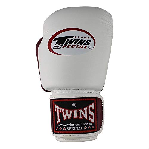 Twins Boxhandschuhe BGVL-3 aus Leder, Größe 12 Oz, weiß-weinrot