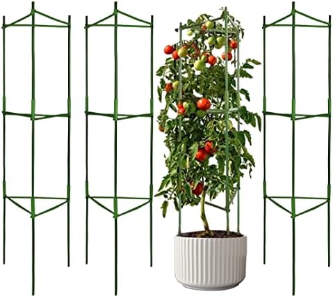 4 Pack Tomato Cage Plant Support Assembled -48inch Vegetable Trellis,Assembled Multi-Functional Garden Trellis Garden Trellis for Climbing Vegetables,Climbing Plants, Vegetables, Flowers, Fruits, Vine