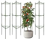 4 Pack Tomato Cage Plant Support Assembled -48inch Vegetable Trellis,Assembled Multi-Functional Gard
