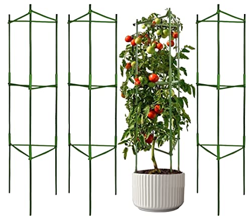 Tomato Cage Plant Support - 4 Pack Vegetable Trellis,120CM Assembled Multi-Functional Garden Trellis Plant Trellis for Climbing Vegetables,Climbing Plants, Vegetables, Flowers, Fruits, Vine by CEDOCSH - Used condition - CA$29.79