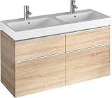 Keramag iCon Waschtischunterschrank 1190 x 620 x 477 mm, für Doppelwaschtisch Korpus/Front: Holzstruktur Eiche Natur