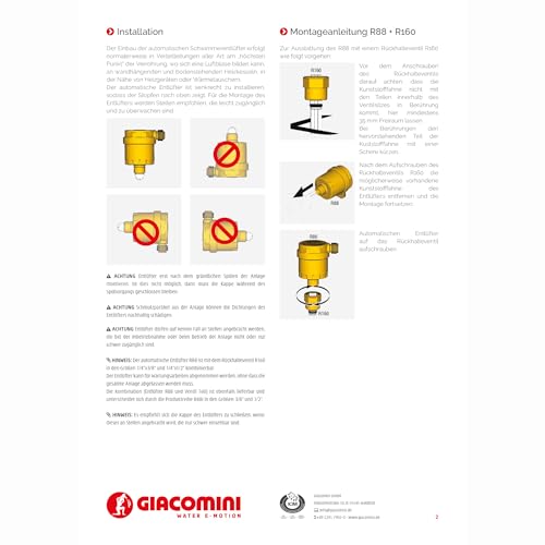 R88I Automatisches Entlüftungsventil R88IY003 1/2\ GIACOMINI