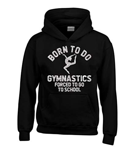 Sweat à capuche gymnastique enfant noir vêtement gym humour à paillettes 3-4 ans