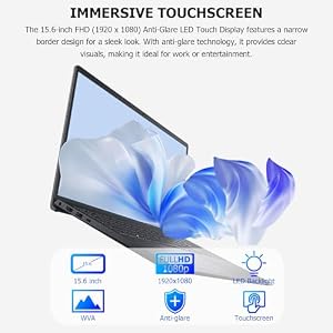 Dell Inspiron 15 Touchscreen Laptop Computer, 15.6" FHD Business Laptops, Intel 10-Core i5 (Beat i7-1250U), 8GB RAM, 512GB SSD, Anti-Glare Student Laptop, Wi-Fi 6, Copilot AI, Windows 11 Pro — photo 5 of 6