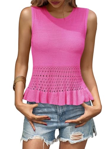 Image of Saodimallsu Womens Crochet Tank Top Sweater Vest