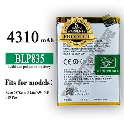 Image of Original BLP835 Battery for Oppo /Reno 5F /5 Lite /A94 4G /F19 Pro Battery with 6 Month Warranty**** (N00105)