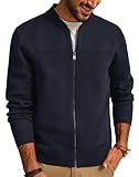 PJ PAUL JONES Mens Full Zip Cardigan Sweater Stand Collar Knit Sweater Navy Blue Cardigan for Men Fashion XL