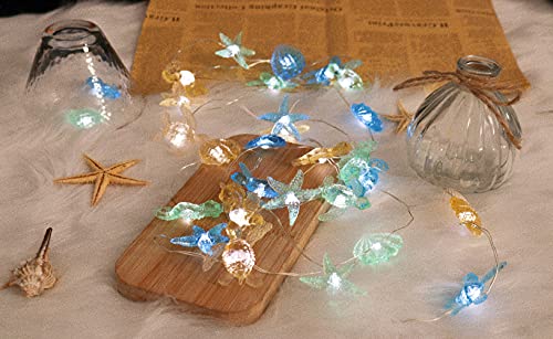 Beach Decorative String Lights, Under The Sea Sand Dollars Seahorse Nautical Theme Lights For Christmas Decorations, Remote 10 Ft 30 Leds With Battery & Usb Plug In For Covered Wedding Birthday Party #TOP7