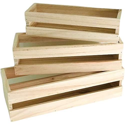 Oojami 3 Pack Wood Craft Crate Caddy Set | Nesting, Wood crates for Display, Wooden Boxes for Crafts, Decorative Wooden Crate, Wood Box Storage Crate, centerpieces for Home, Bathroom