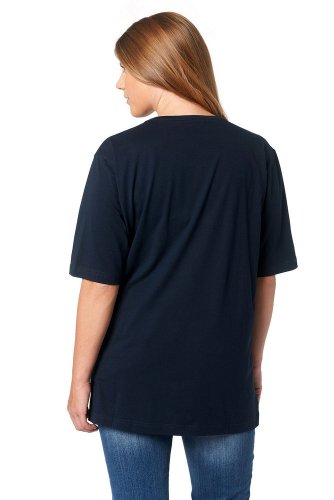 Ulla Popken Maglietta Basic, Girocollo Polo Donna, Blu Nero, 64-66 - 2