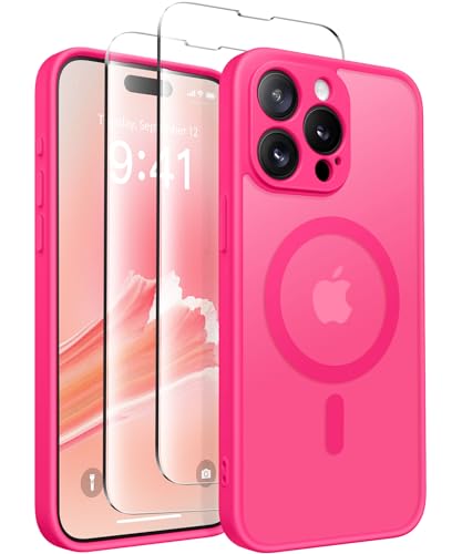 Coque iPhone 15 Pro rose vif CAPRARO mate et compatible MagSafe