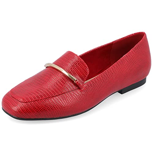 Image of Journee Womens Loafer Flat Notched Topline Square Toe Slip-On Block Heel - Wrenn Casual Dress Shoe