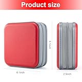 LIOVODE DVD Case, 48 Capacity CD Case Portable CD Case Holder Storage Hard Plastic DVD CD Wallet Holder Organizer for Car (Red) - Image 7