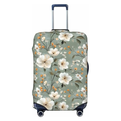 Luggage Cover Protector - Bright White Florals Print Suitcase Covers for Luggage Fit 18-21 Inch Suitcase