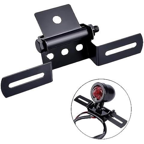 ANKI HAPPIGO Universal Motorcycle License Plate Bracket, Adjustable Motorcycle License Plate Holder, Folding License Plate Tail Light Mount for Motorbike Scooter ATV UVT Cover