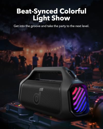 soundcore Anker Boom 2 Plus Outdoor Speaker, Bluetooth Speaker with 140W, 2+2 Channel, BassUp 2.0, 20H, Fast Charge, IPX7 Waterproof, RGB Lights, USB-C, Power Bank, for Camping, Beach, Garden - 5